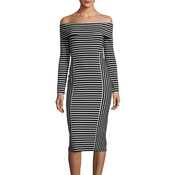 10 Crosby Derek Lam Dresses & Skirts - Derek Lam Striped Off-the-Shoulder Midi Dress